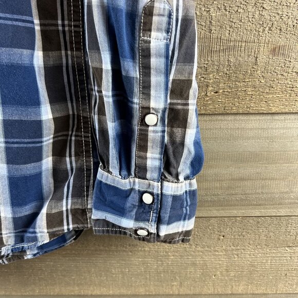 Rafter C Mens Shirt Long Sleeve Pearl Snap Plaid Western Cowboy Rodeo Medium - Picture 6 of 10
